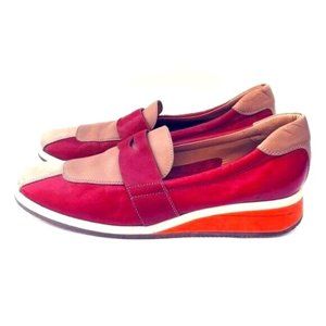 MIU MIU Red Tan Orange Women Wedge Sneaker